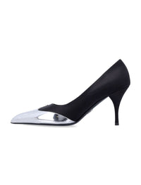 Prada Satin And Metallic Leather Pumps