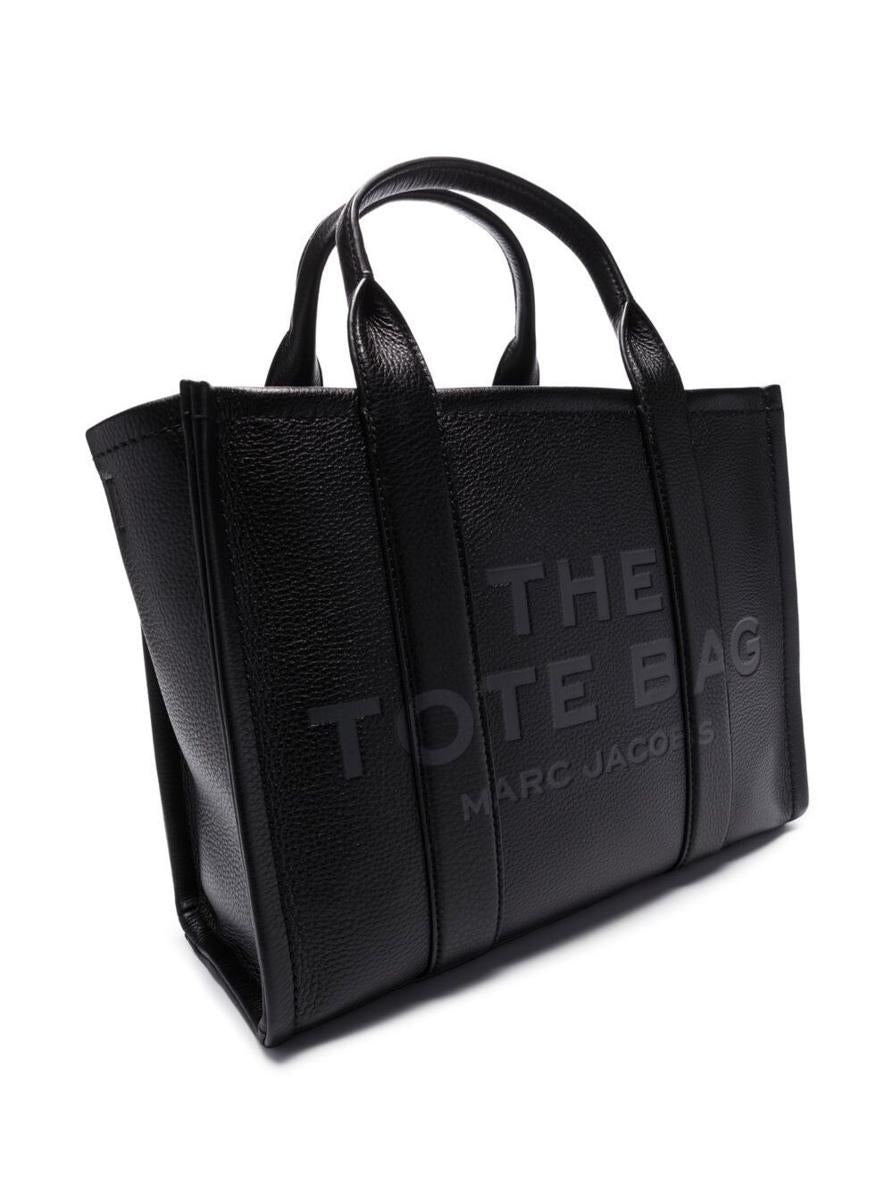 'The Small Tote Bag' Black Shoulder Bag With Logo In Grainy Leather Woman Marc Jacobs