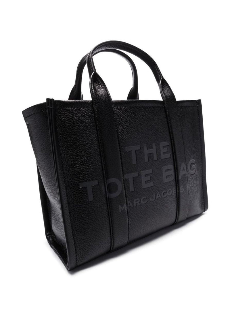 'The Small Tote Bag' Black Shoulder Bag With Logo In Grainy Leather Woman Marc Jacobs
