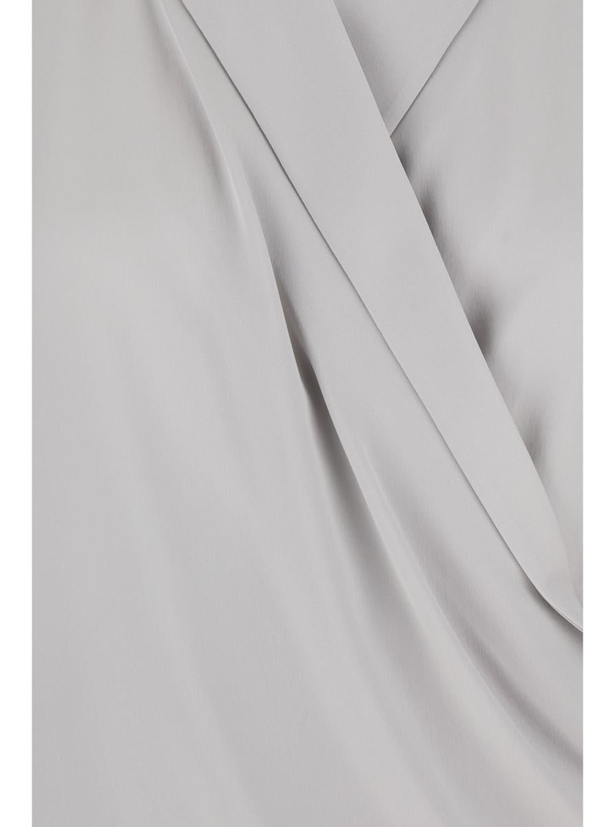 Metallic Blouse With Peak Revers And Crossover Neck In Silk Woman