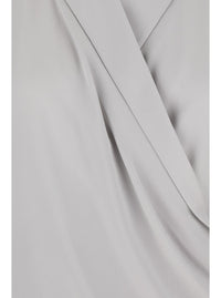 Metallic Blouse With Peak Revers And Crossover Neck In Silk Woman