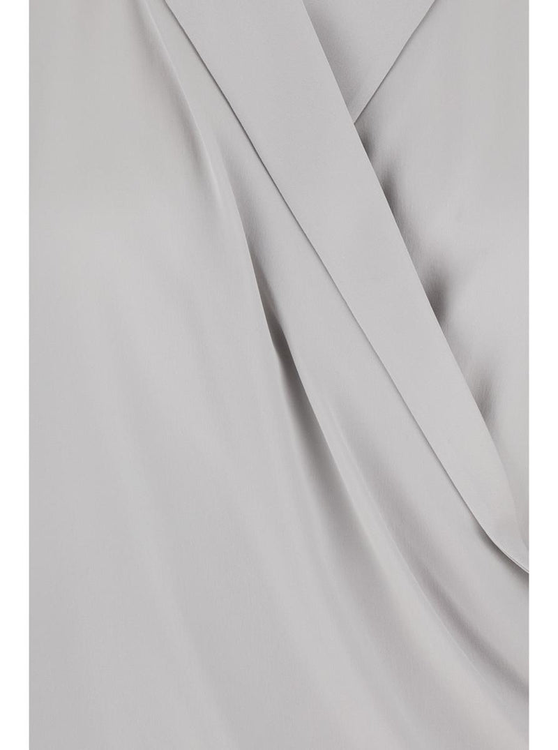 Metallic Blouse With Peak Revers And Crossover Neck In Silk Woman