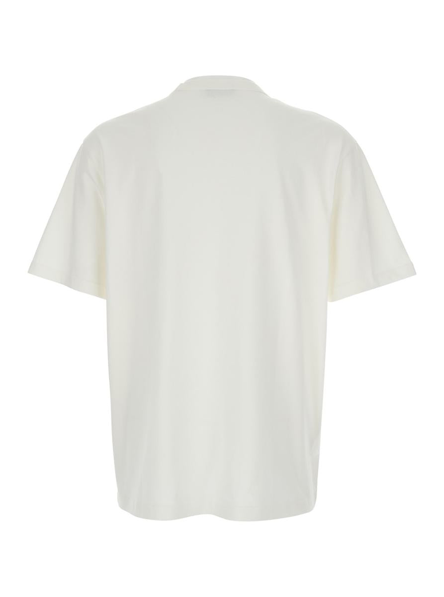 White Crewneck T-Shirt With Logo Embroidered On The Front In Cotton Man