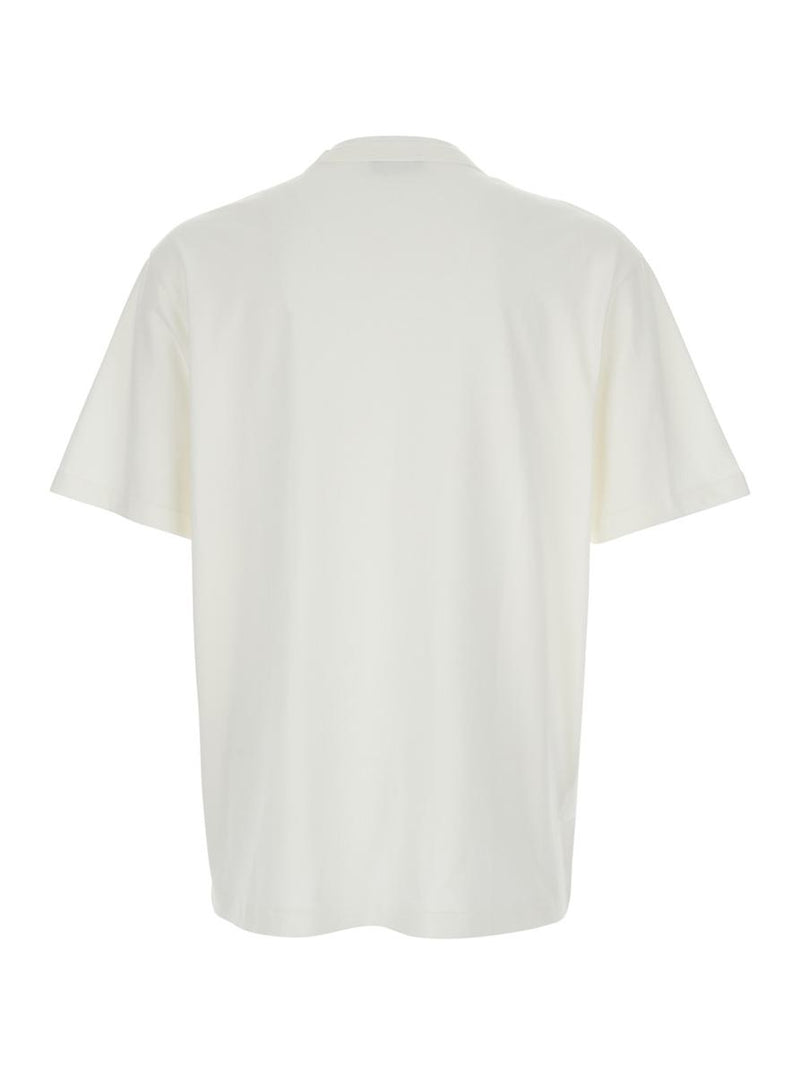 White Crewneck T-Shirt With Logo Embroidered On The Front In Cotton Man