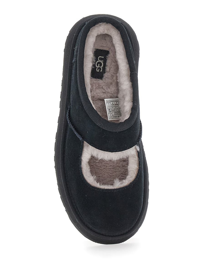 'Bea Mary Jane' Black Mules With Cut-Out Detail In Suede Woman