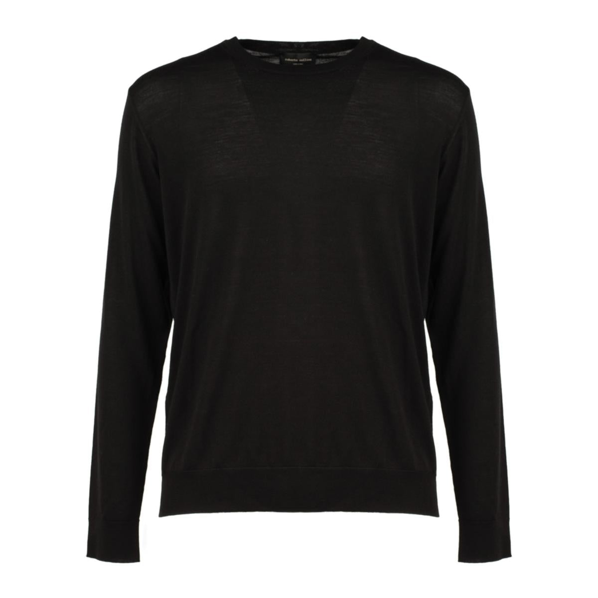 Roberto Collina Black Ultrafine Merino Wool Sweater