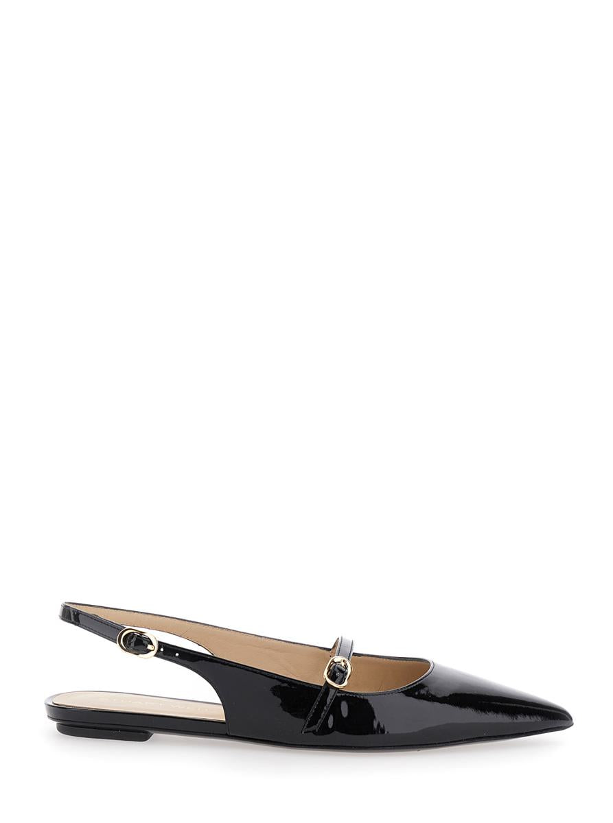 'Emilia' Black Slingback Sandals With Adjustable Strap Closure In Patent Leather Woman