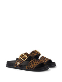 Prada Triangle-Logo Animal-Print Sandals