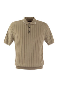 Peserico Polo Shirt In Pure Cotton Crepe Yarn With Flat Rib