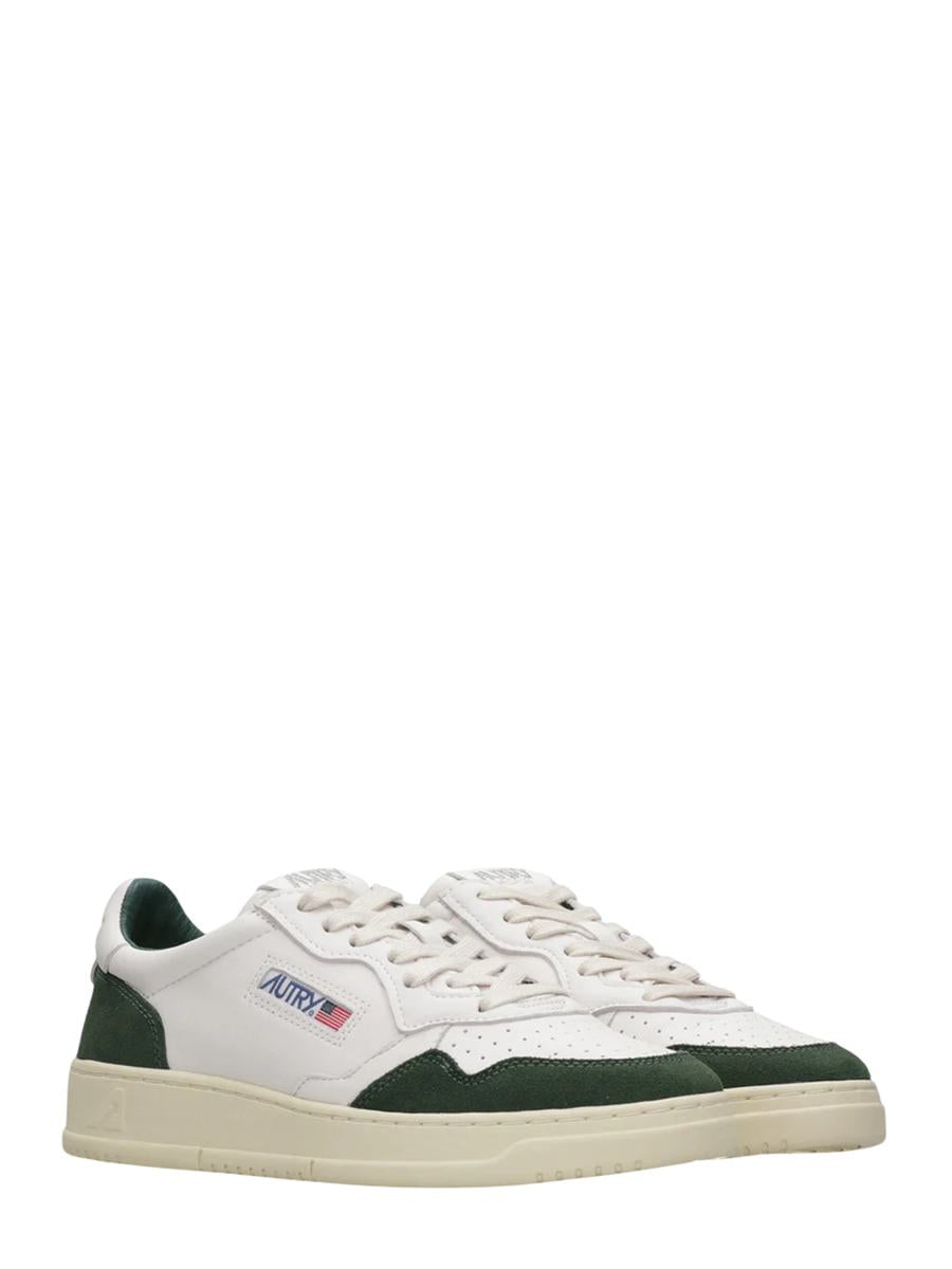 Autry Sneakers Medalist Low Man White And Bottle Green