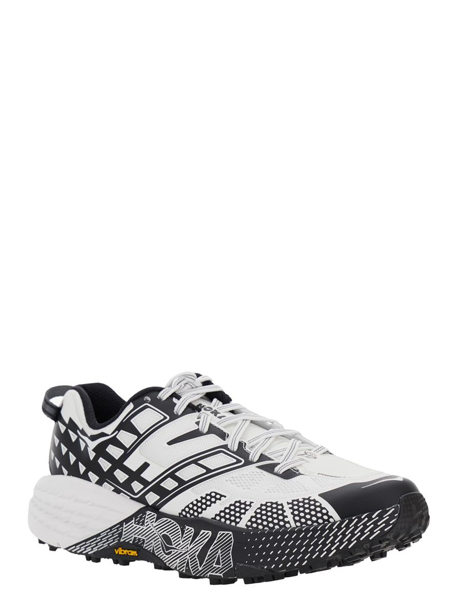 'Speedgoat' Black And White Low Top Sneakers With Geometric Motif In Tech Fabric Unisex