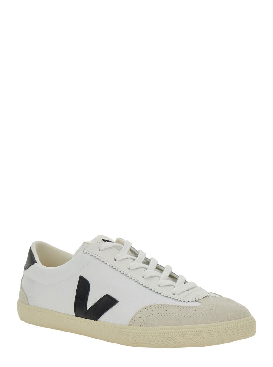 'V-10' White Sneakers With Side Logo Application In Leather Unisex