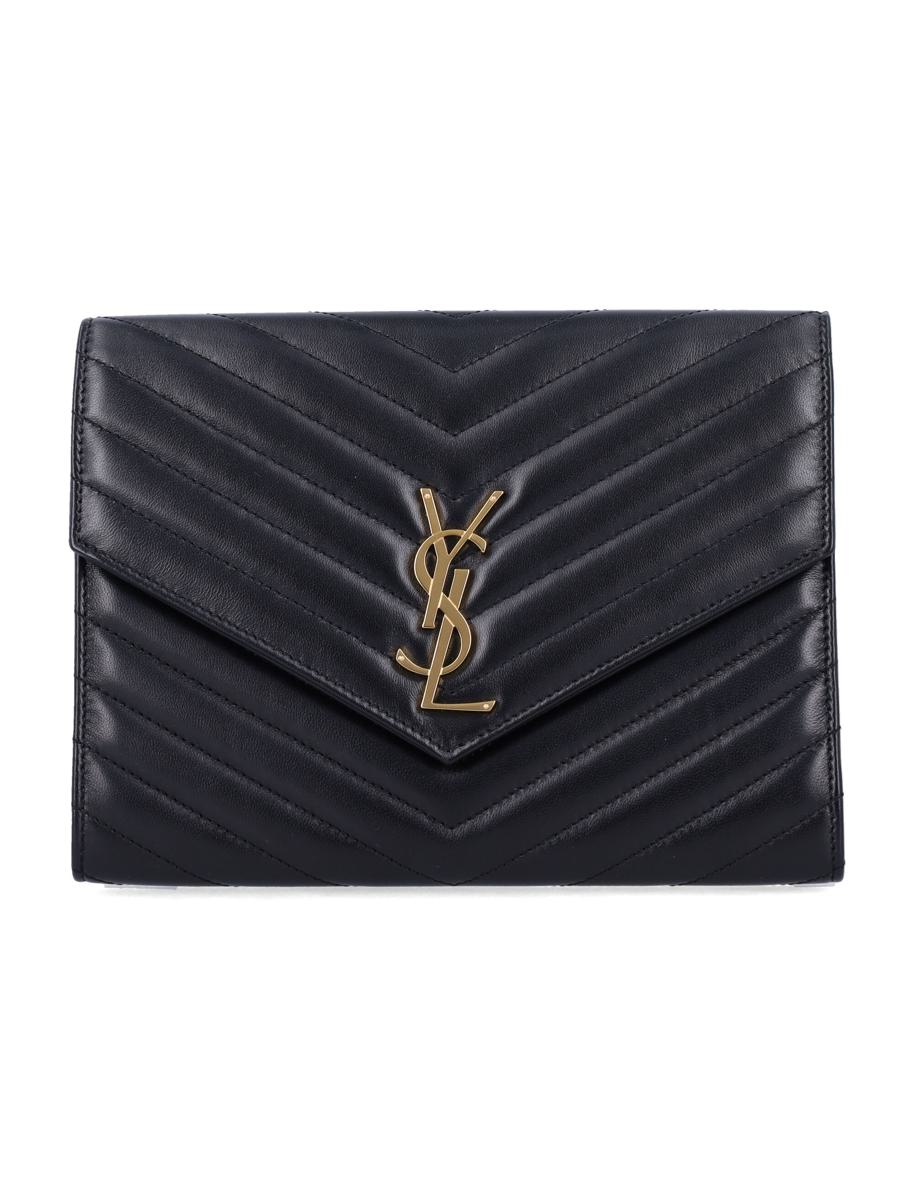 Saint Laurent Cassandre Matelassé Flap Pouch In Quilted Lambskin
