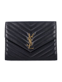 Saint Laurent Cassandre Matelassé Flap Pouch In Quilted Lambskin