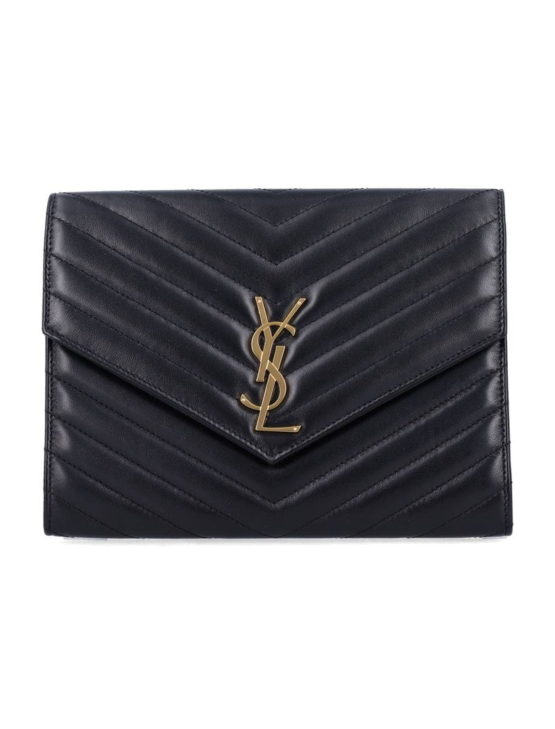 Saint Laurent Cassandre Matelassé Flap Pouch In Quilted Lambskin
