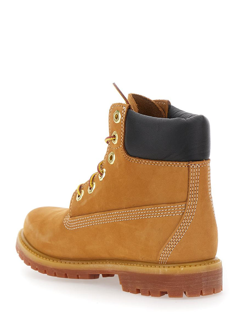 Beige Water-Proof Boots With Logo In Nubuck Leather Woman