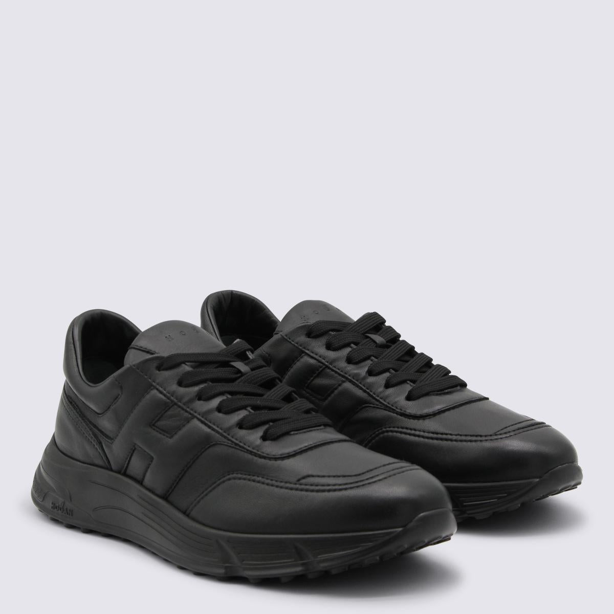 Hogan Black Leather Sneakers