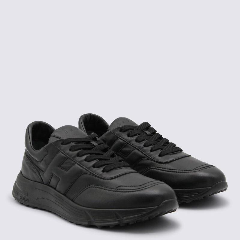 Hogan Black Leather Sneakers