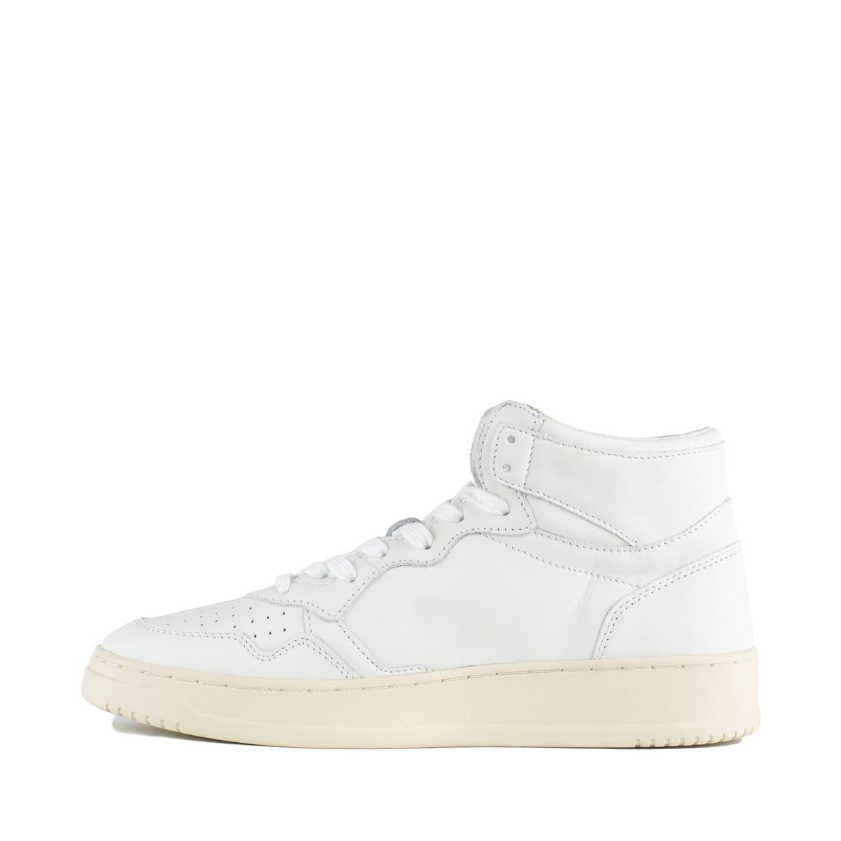 Autry Super Soft White Napa Leather Medalist Mid Sneakers