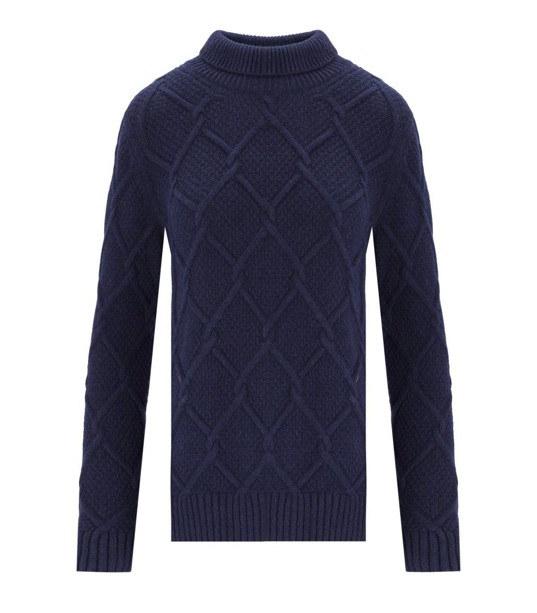 Barbour Burne Roll Blue Turtleneck Sweater