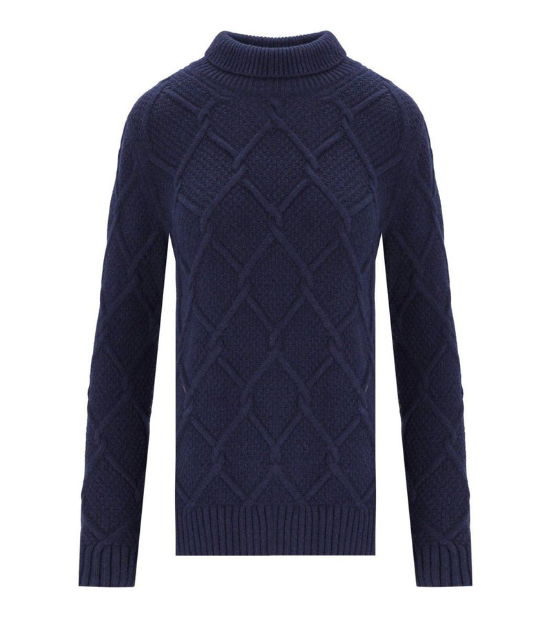 Barbour Burne Roll Blue Turtleneck Sweater