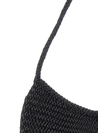 Black Crossbody Bag With Concealed Magnetic Closure And Interwoven Design In Leather Woman