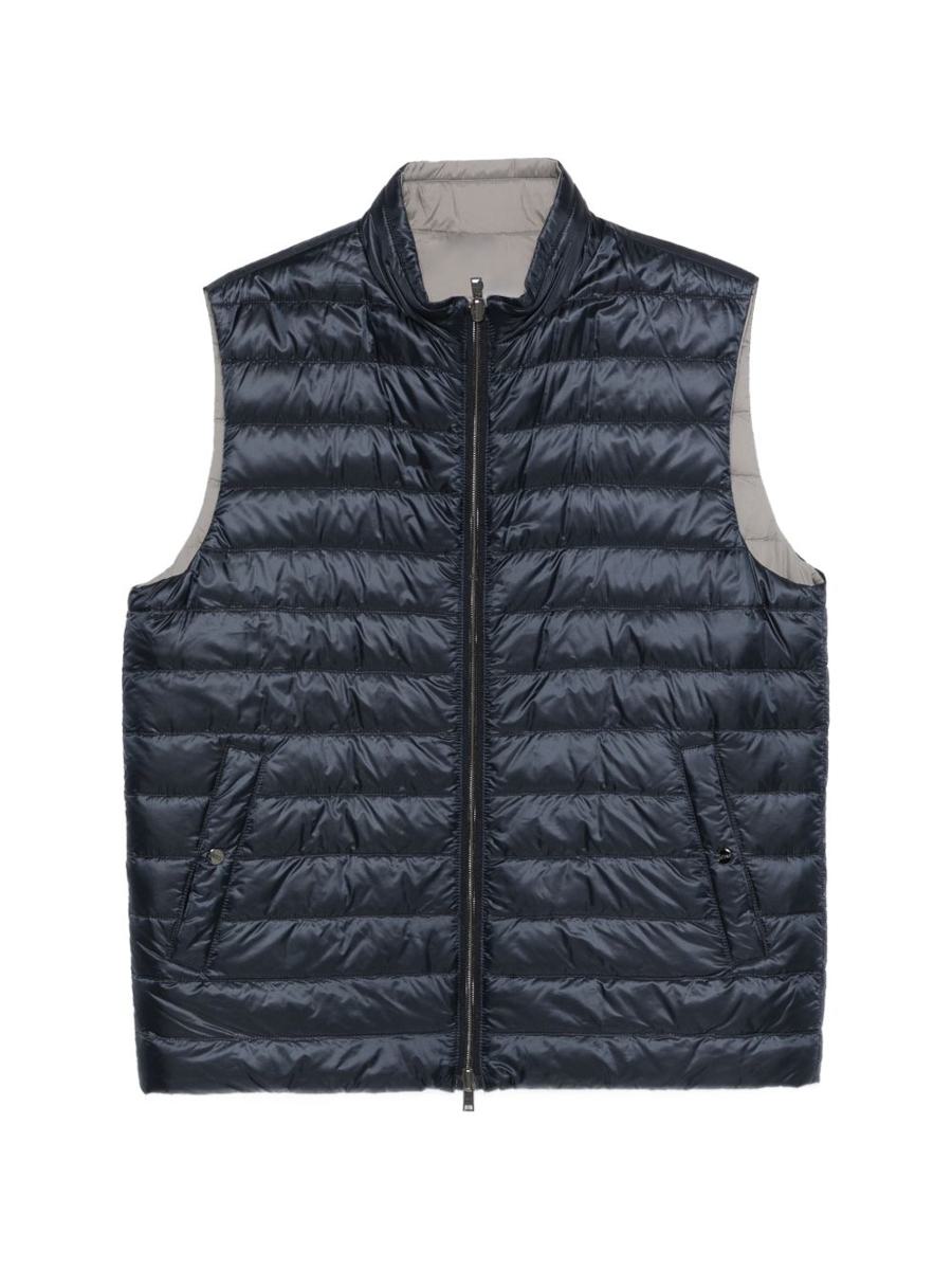 Herno Blue And Grey Quilted Vest