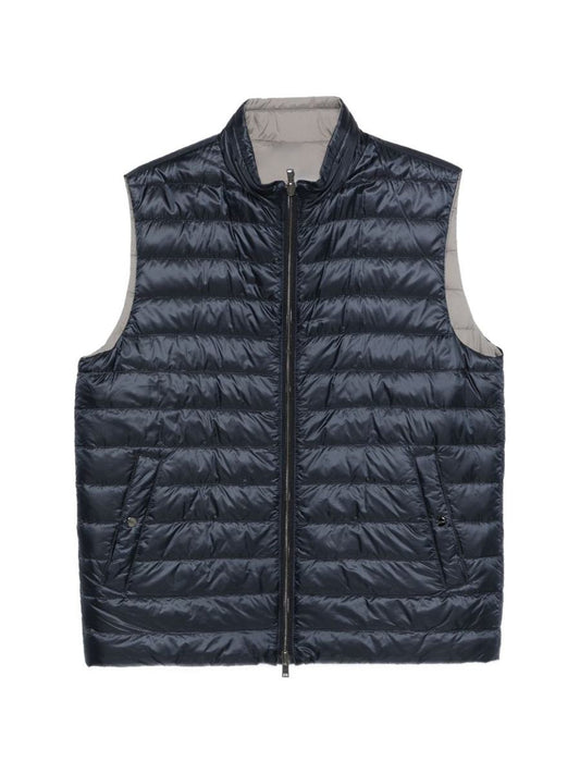 Herno Blue And Grey Quilted Vest
