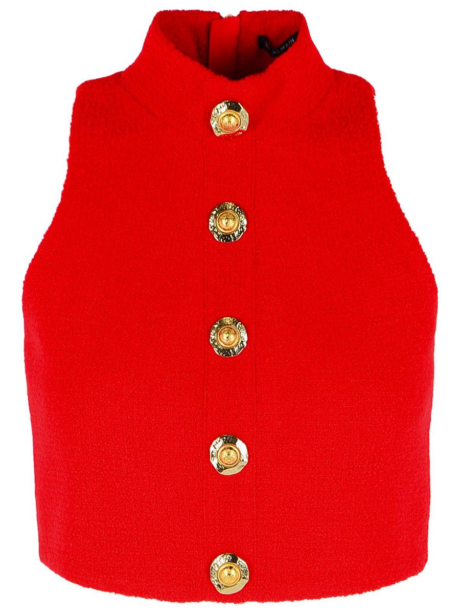 Balmain Red Virgin Wool Top