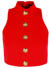Balmain Red Virgin Wool Top