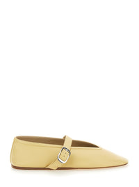 'Stella' Yellow Ballerinas With With Buckle Strap In Leather Woman