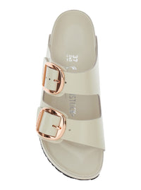 'Arizona' White Sandals With Embossed Logo On The Buckle And Open Toe In Leather Woman