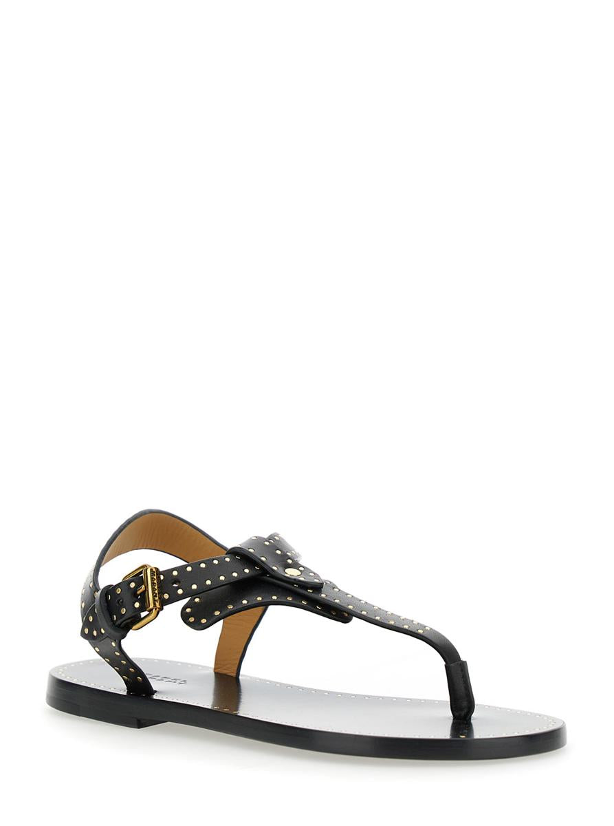 'Jooni' Black Sandals With Buckle Closure And Metal Studs In Leather Woman
