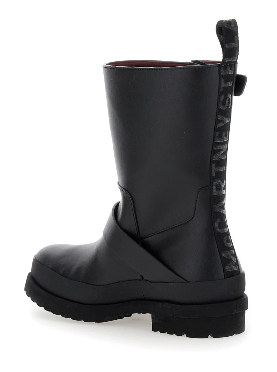 'Trace' Black Ankle Boots With Buckle In Tech Fabric Woman