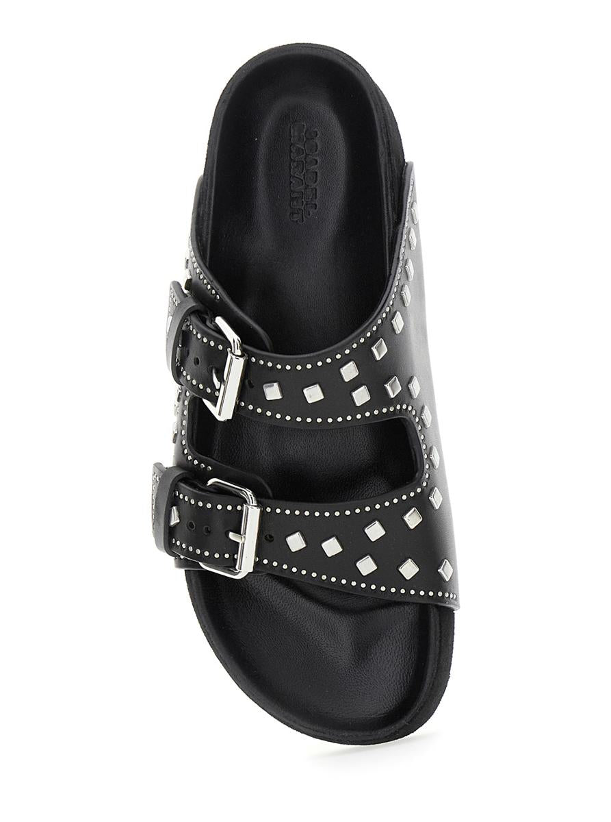 'Lennyo' Black Sandals With Stud Embellishments And Moulded Footbed In Leather Woman