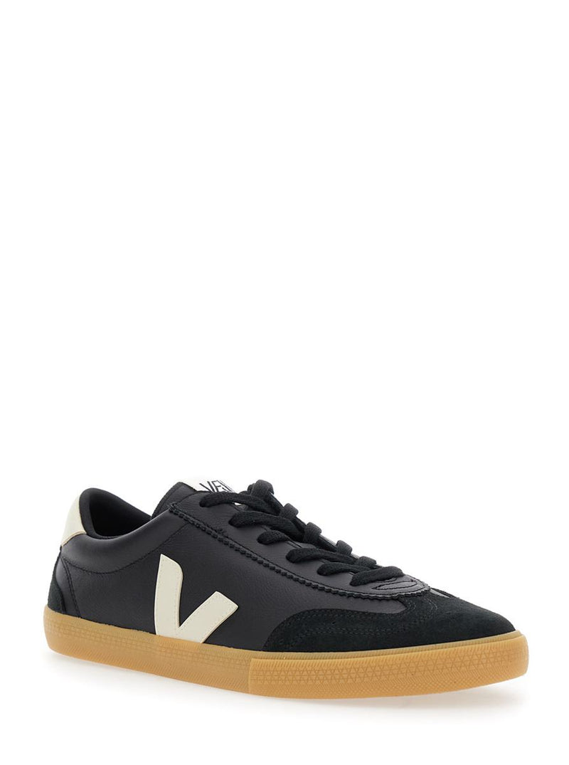 'Volley' Black Sneakers With Side Logo And Lettering Logo On The Heel In Organic Cotton Unisex