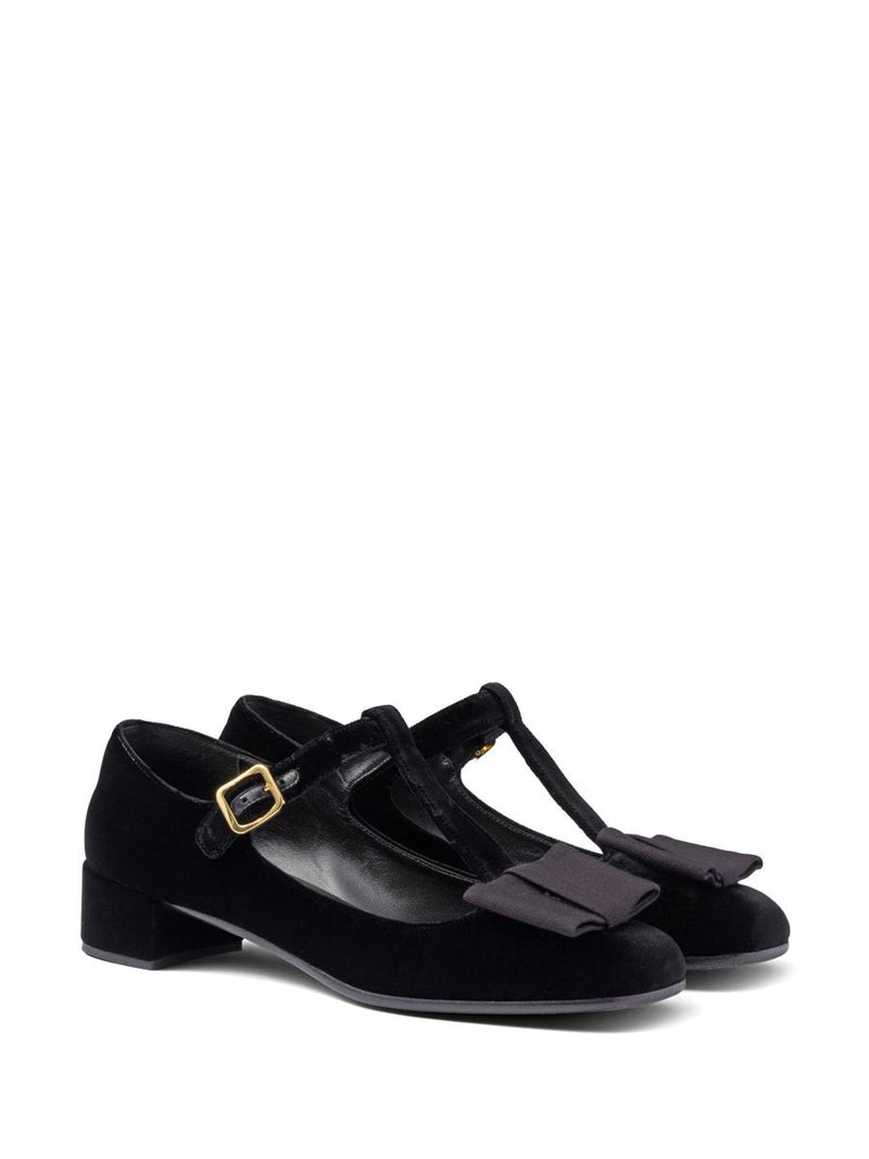 Prada 35Mm Bow Velvet Pumps