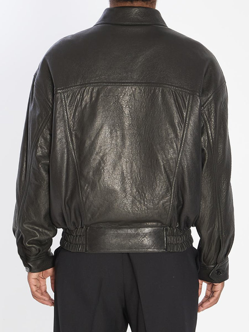 Balloon Bomber Jacket In Lambskin Leather
