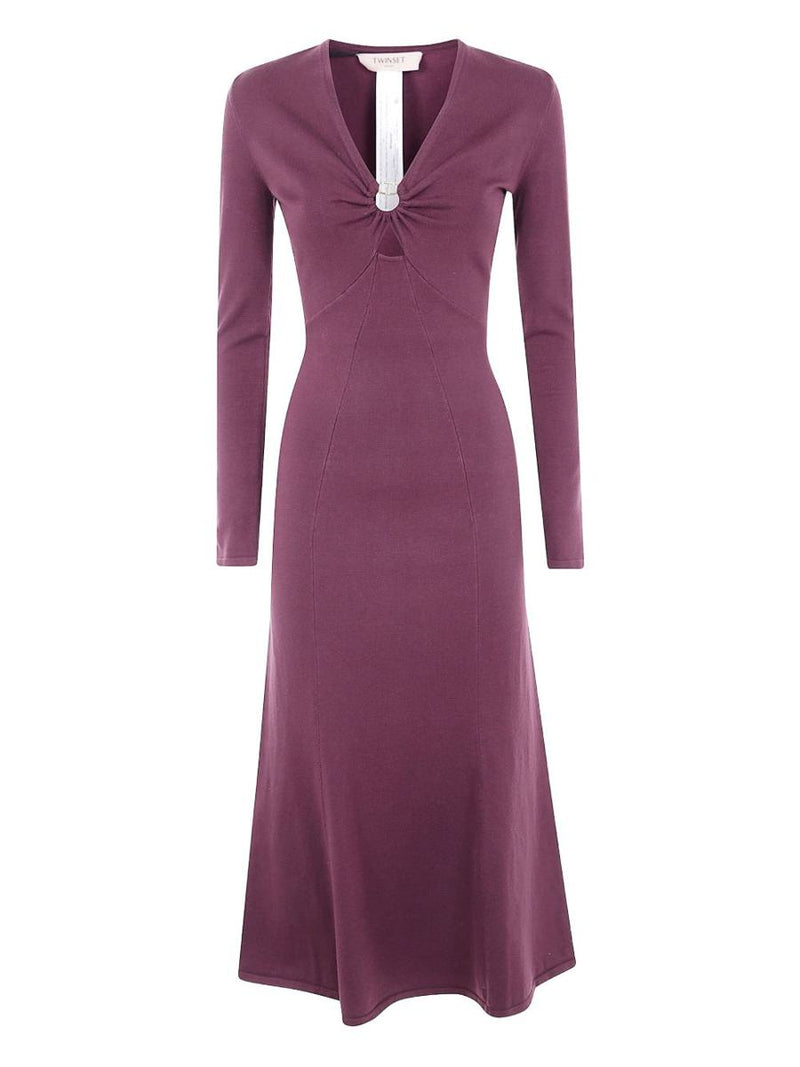 Twinset Burgundy V-Neck Dress