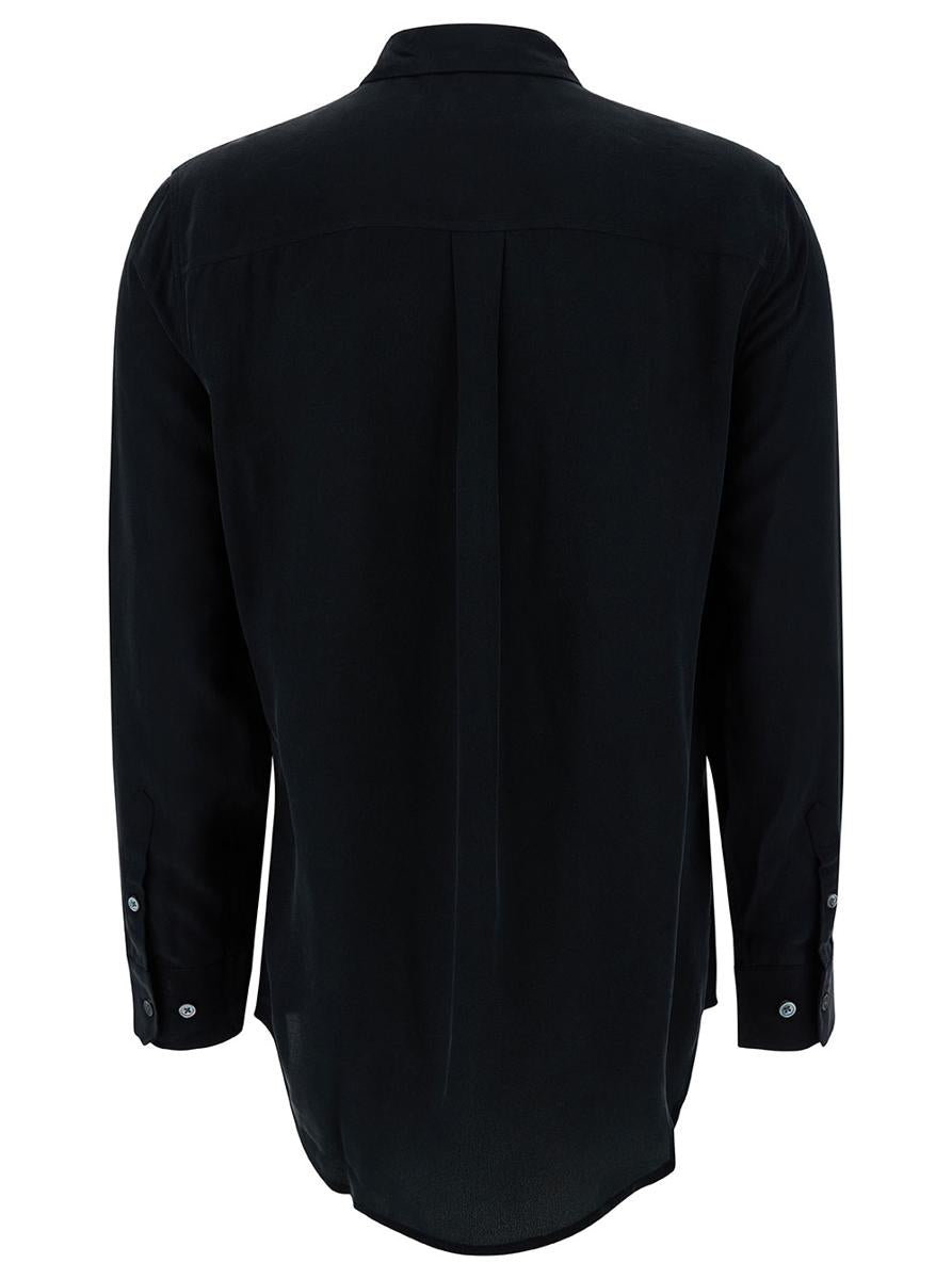 Black Silk Shirt With Pockets