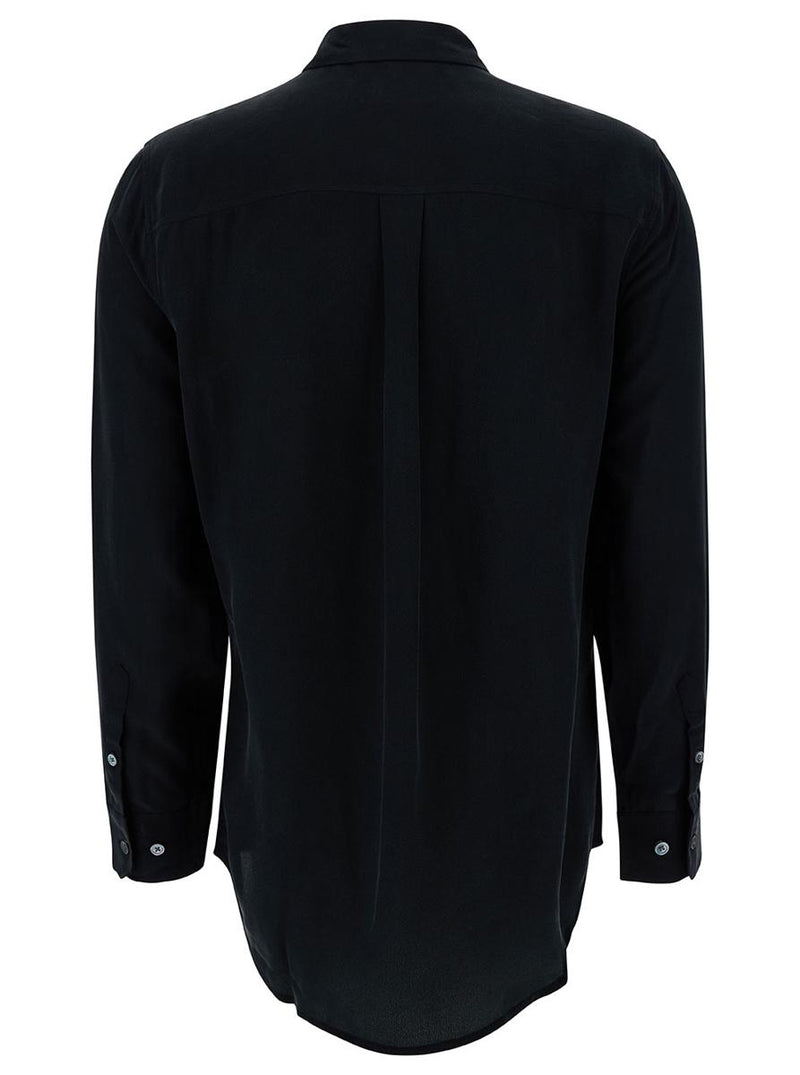 Black Silk Shirt With Pockets
