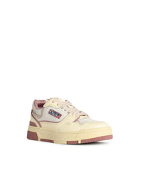 Autry 'Clc Low' Leather 'Whisper White Ash Rose' And Silver Sneakers