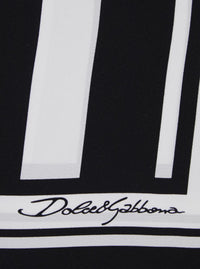 Black And White Square Scarf With Logo Lettering On The Front And All-Over Striped Motif In Silk Man