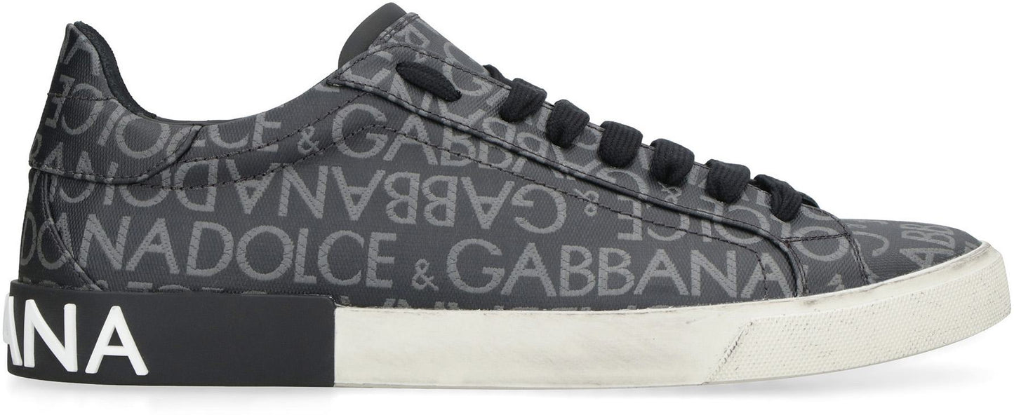 Dolce & Gabbana Portofino Leather And Fabric Low-Top Sneakers