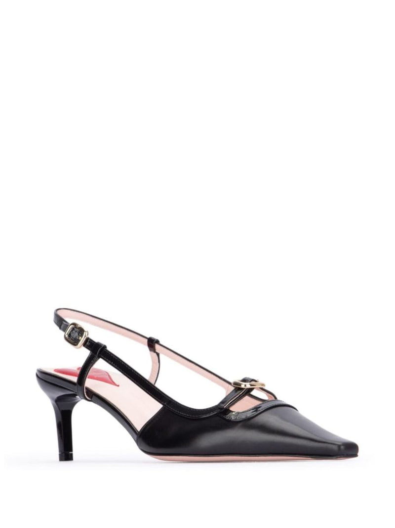 Roger Vivier Mini Buckle Leather Slingback Pumps