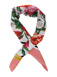Multicolor Square Scarf With All-Over Floral Print In Silk Woman