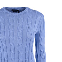 Ralph Lauren Cotton Cable-Knit Crew Neck Sweater New Blue Litchfield