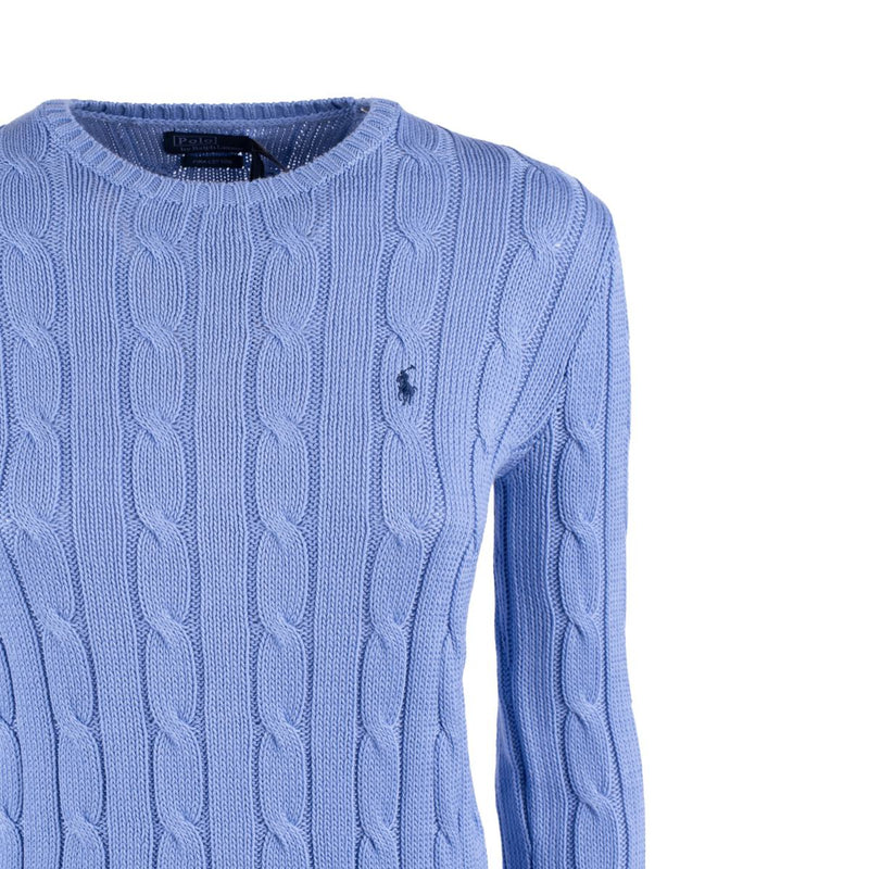 Ralph Lauren Cotton Cable-Knit Crew Neck Sweater New Blue Litchfield