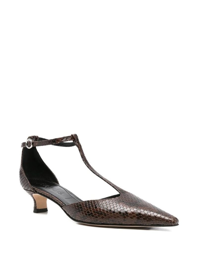 Aeyde Liz Snake Print Calf Leather Moka Shoes