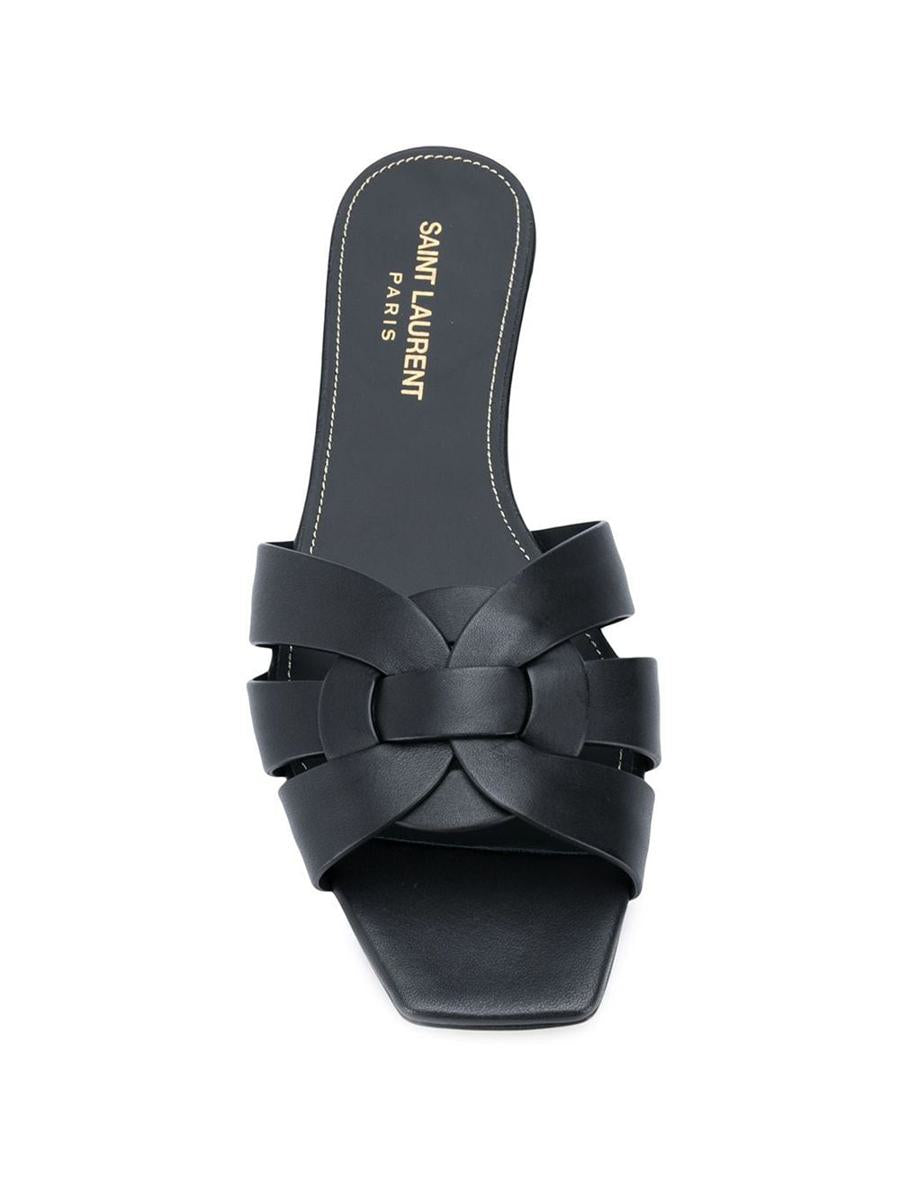 Saint Laurent Tribute Leather Flat Sandals